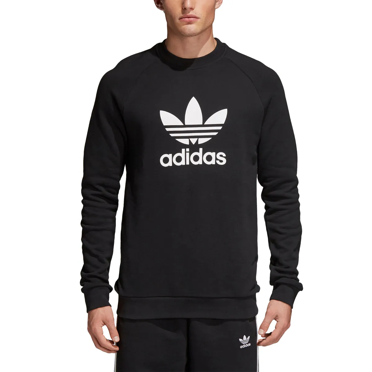 Adidas Originals Men's Trefoil Warm-Up Crew Sweatshirt Black/White