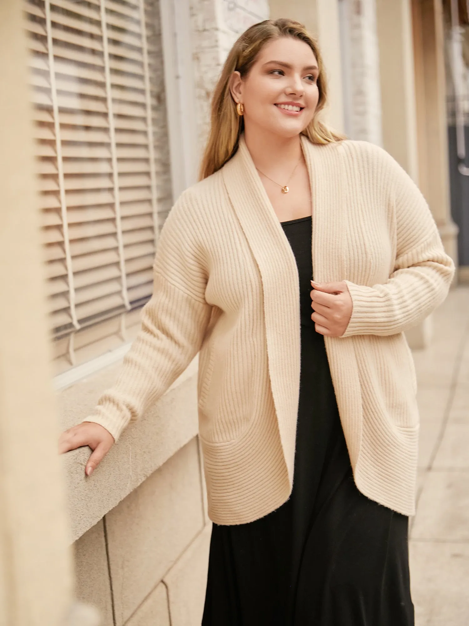 Airy Cozy Shawl Collar Open Cardigan