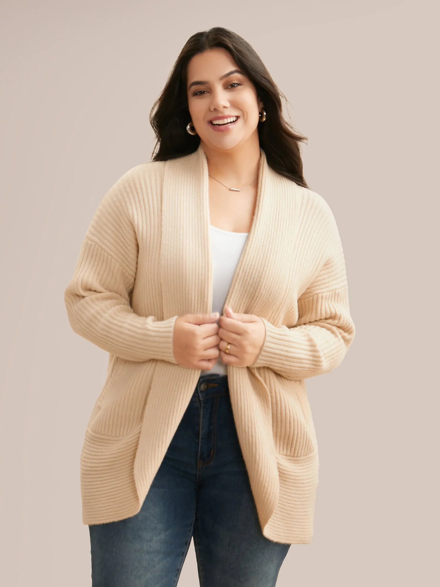 Airy Cozy Shawl Collar Open Cardigan