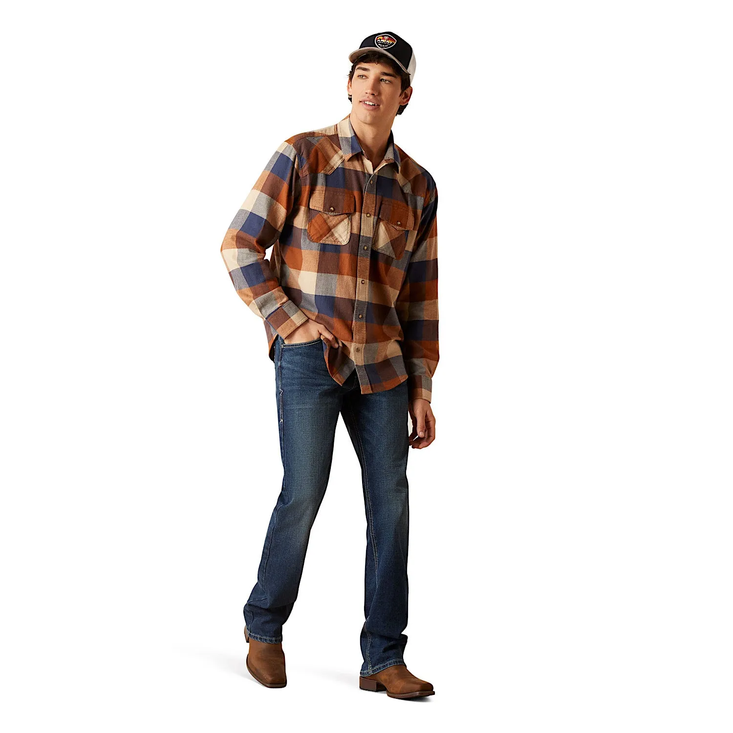 Ariat Mens Haider Retro Snap Shirt Mohogany