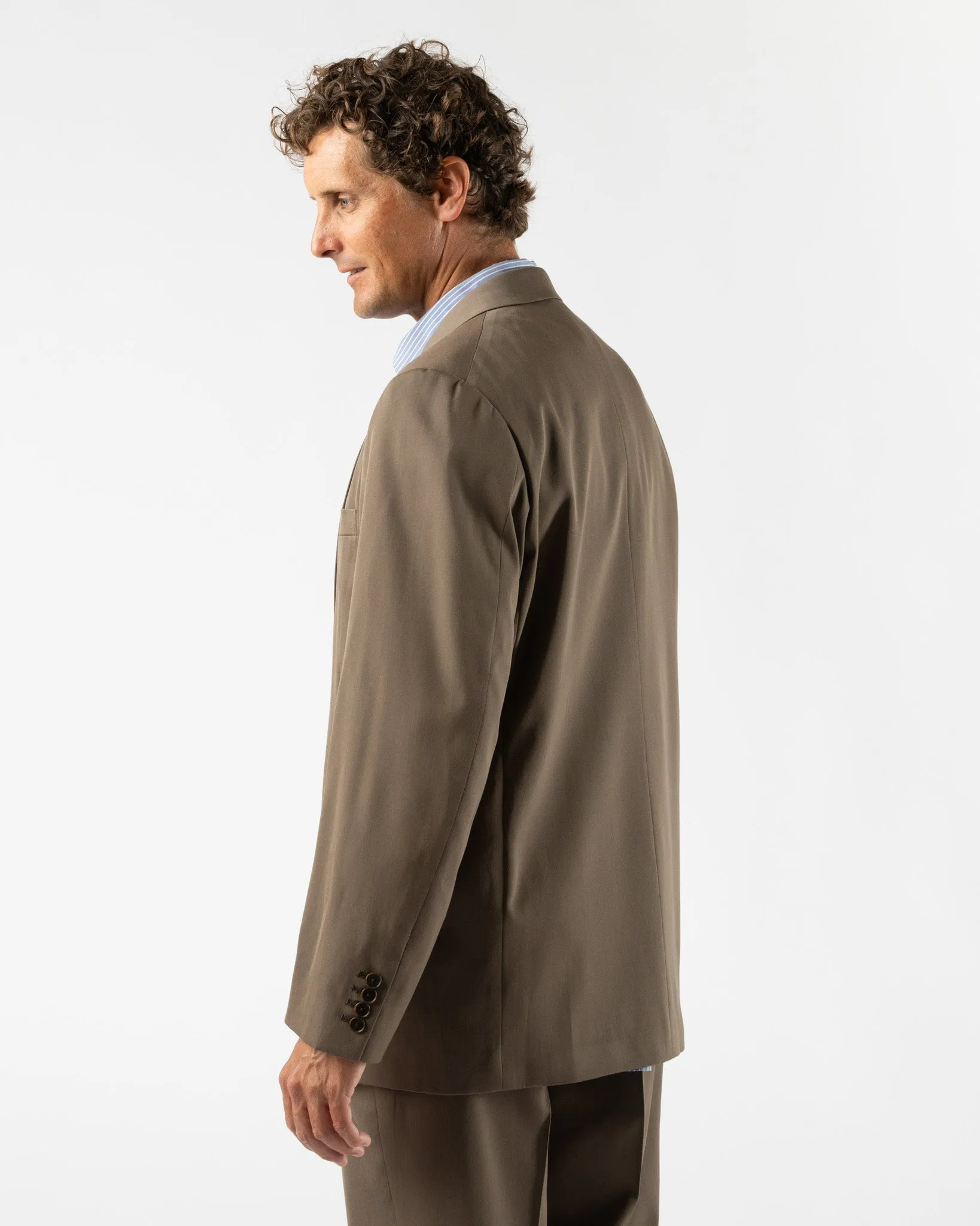 Auralee Light Wool Max Gabardine Jacket in Top Brown