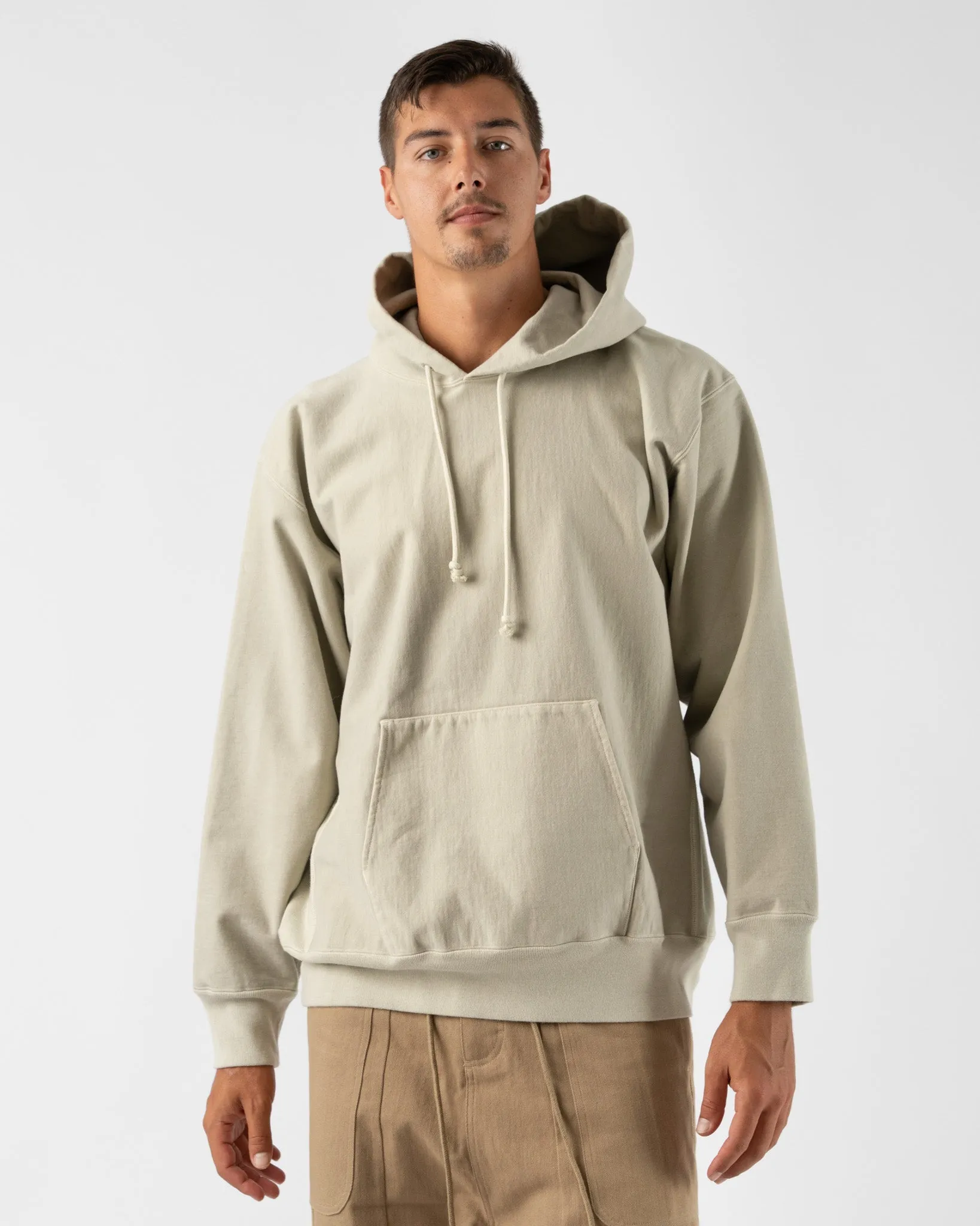 Auralee Super Milled Sweat Pullover Parka in Light Khaki