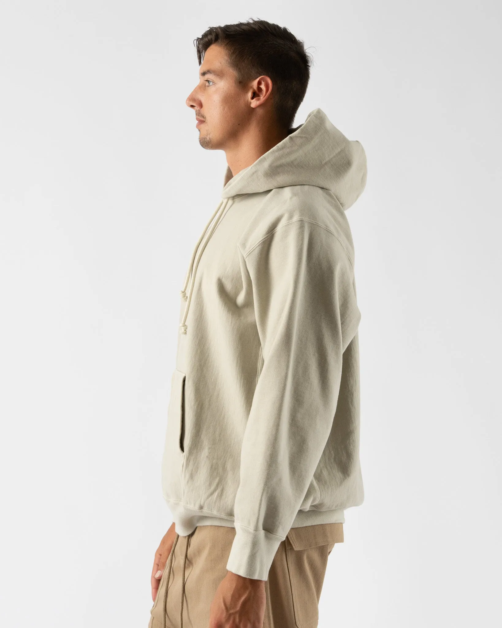 Auralee Super Milled Sweat Pullover Parka in Light Khaki