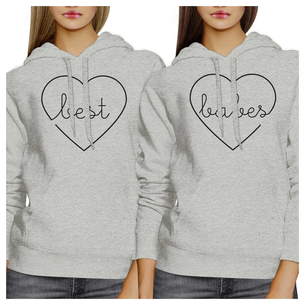 Best Babes BFF Matching Grey Hoodies