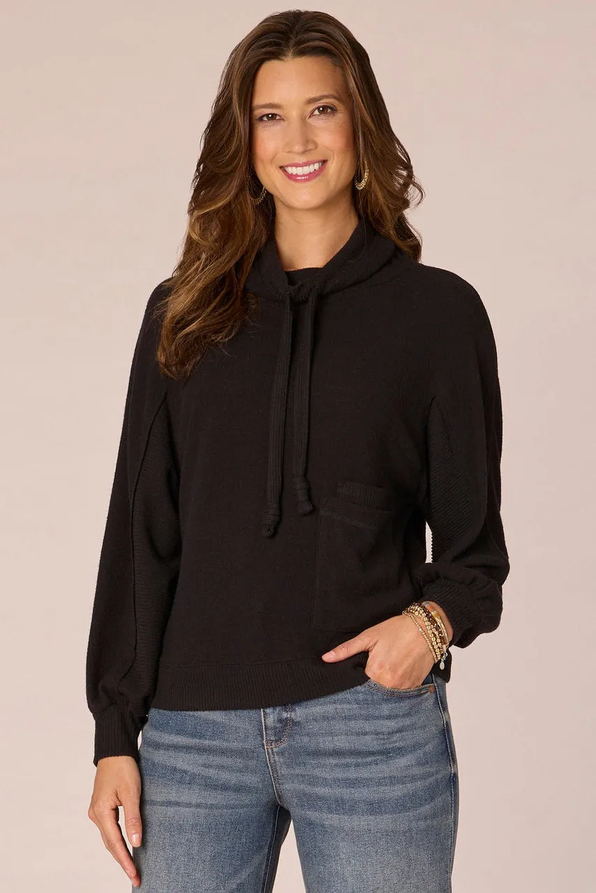 Blouson Sleeve Knit Top - Black