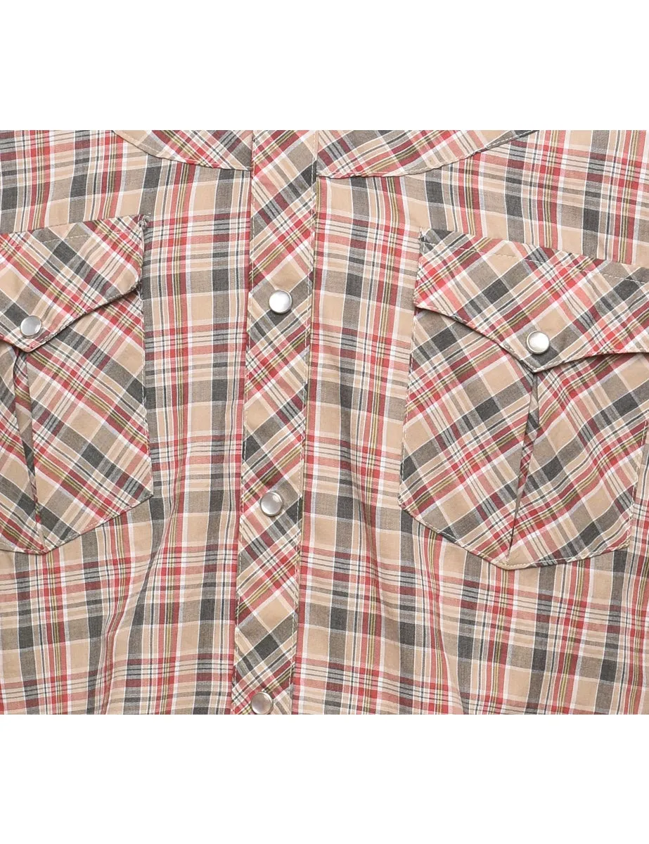 Brown & Maroon Classic Checked Shirt - L