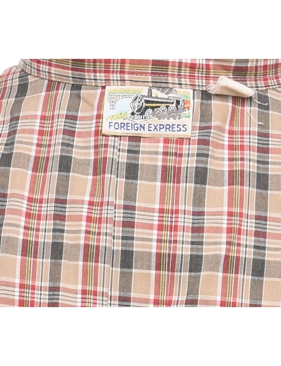 Brown & Maroon Classic Checked Shirt - L