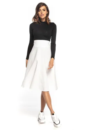 Chic High-Waisted Midi Skirt with Trendy Zipper Accents