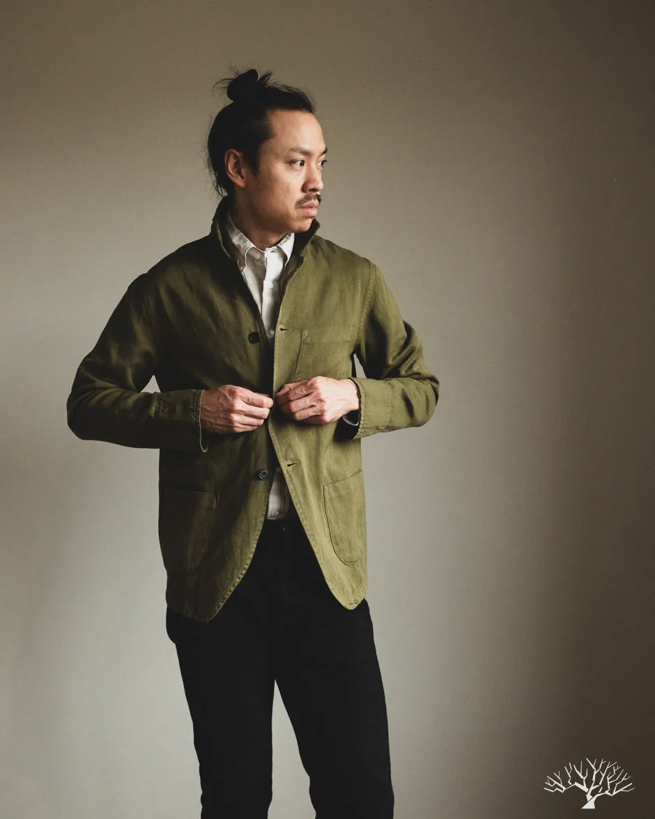 Cotton/Linen Painter Jacket - Olive