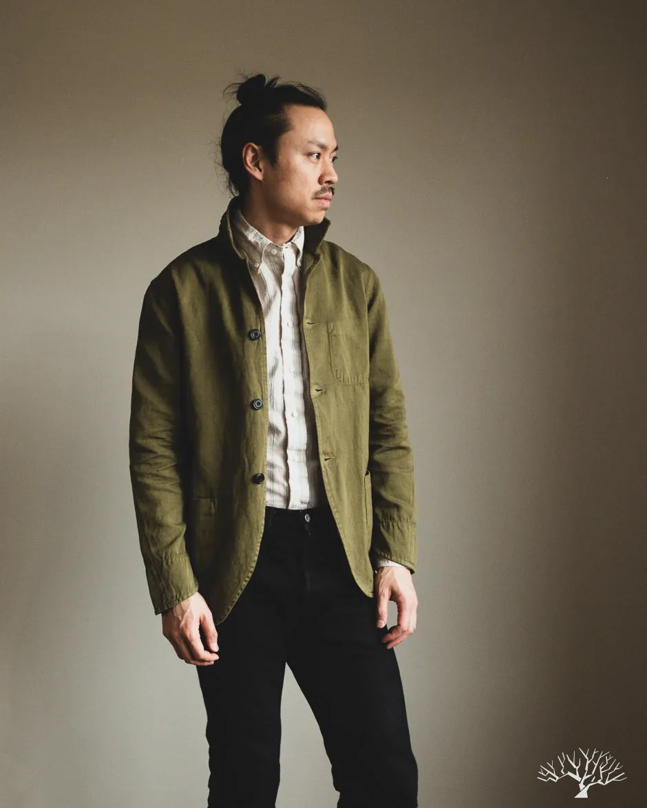 Cotton/Linen Painter Jacket - Olive