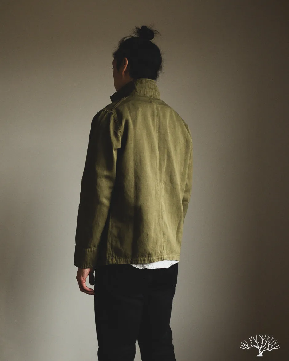 Cotton/Linen Painter Jacket - Olive