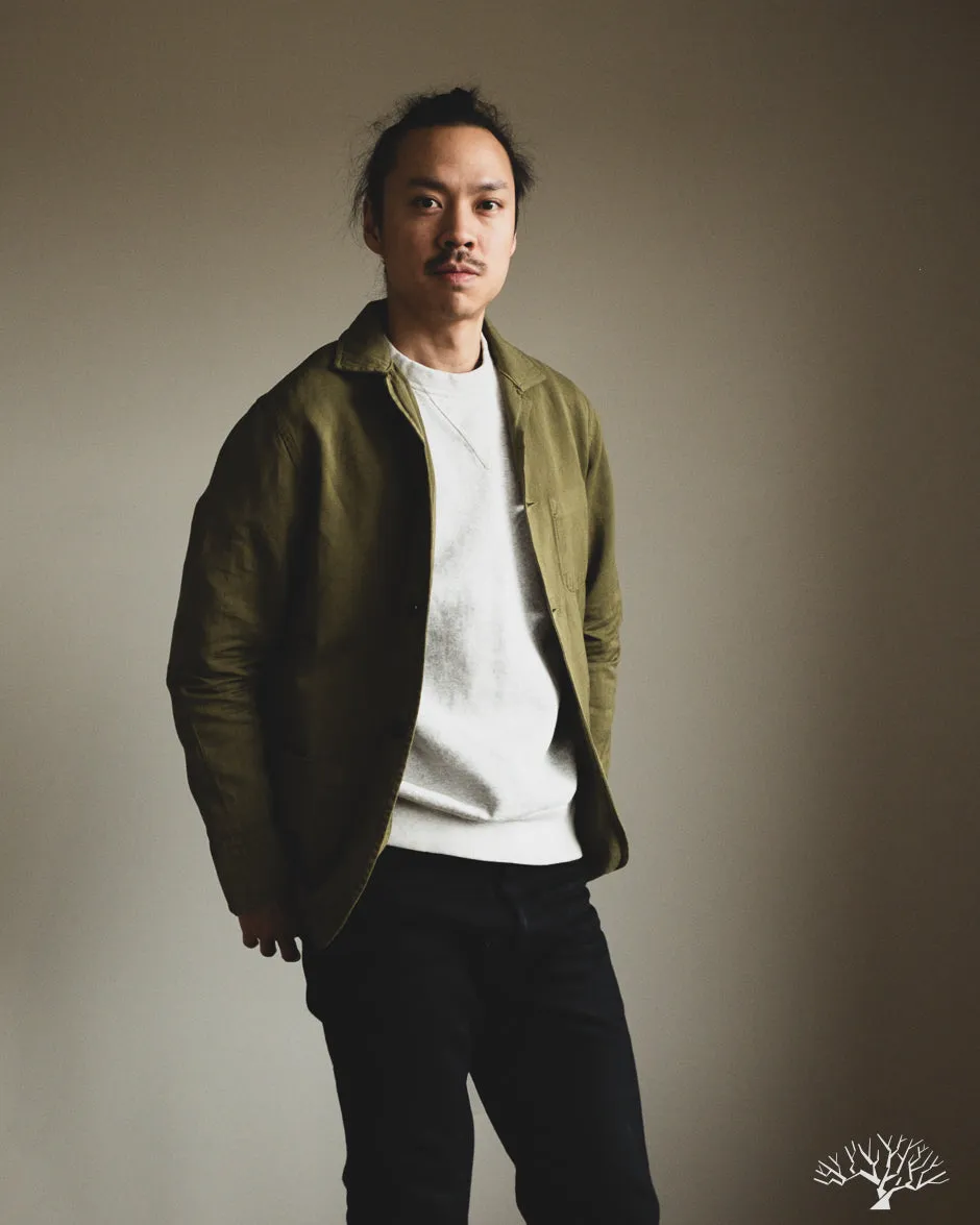 Cotton/Linen Painter Jacket - Olive