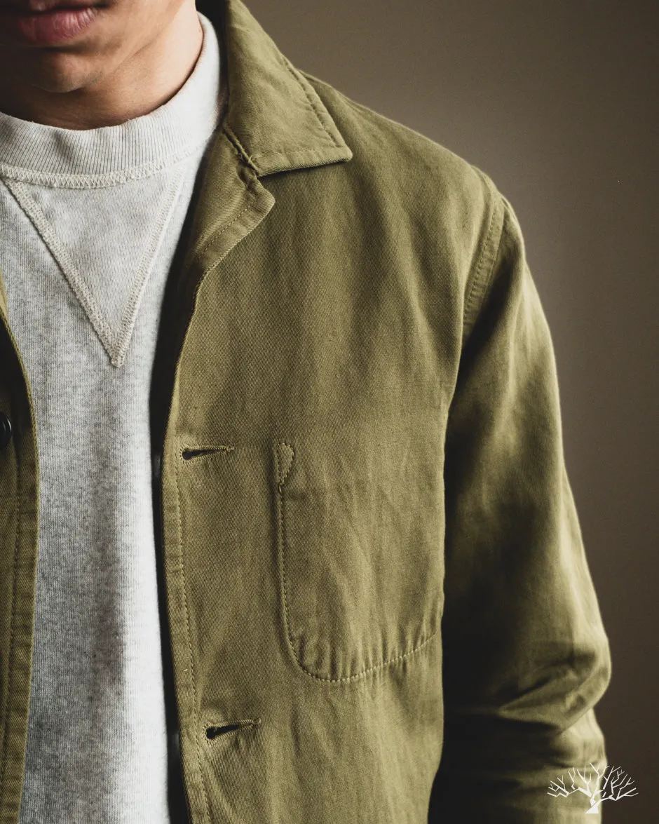 Cotton/Linen Painter Jacket - Olive