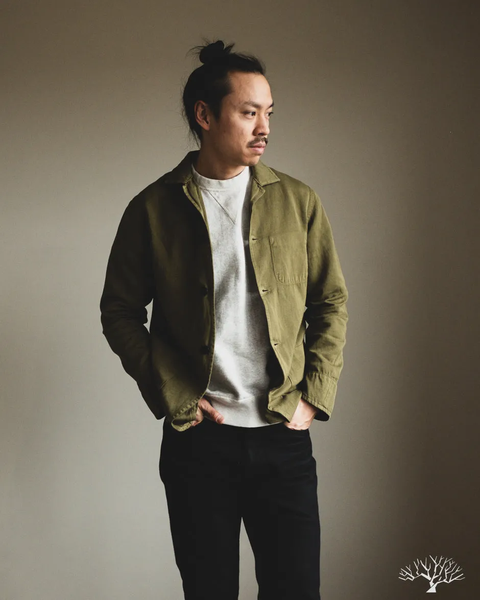 Cotton/Linen Painter Jacket - Olive