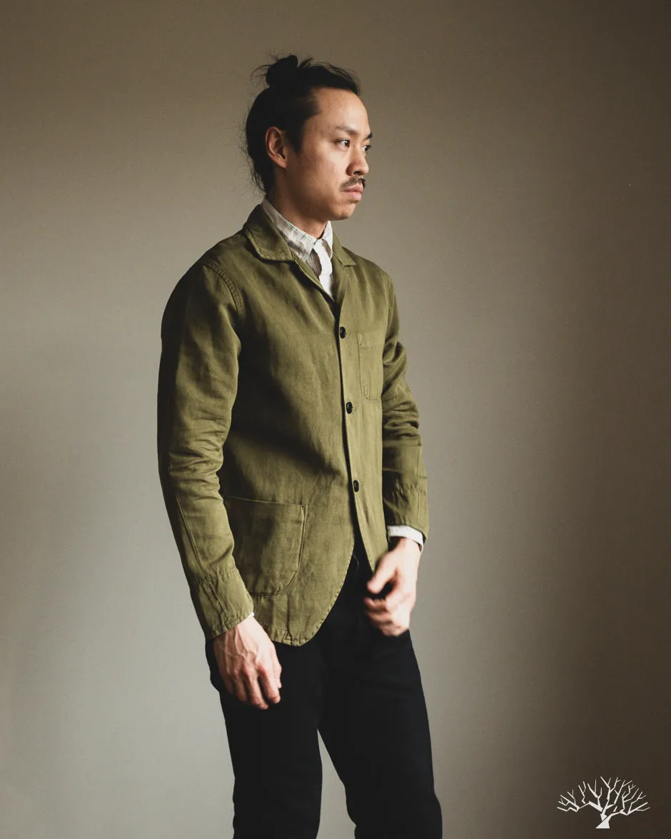 Cotton/Linen Painter Jacket - Olive