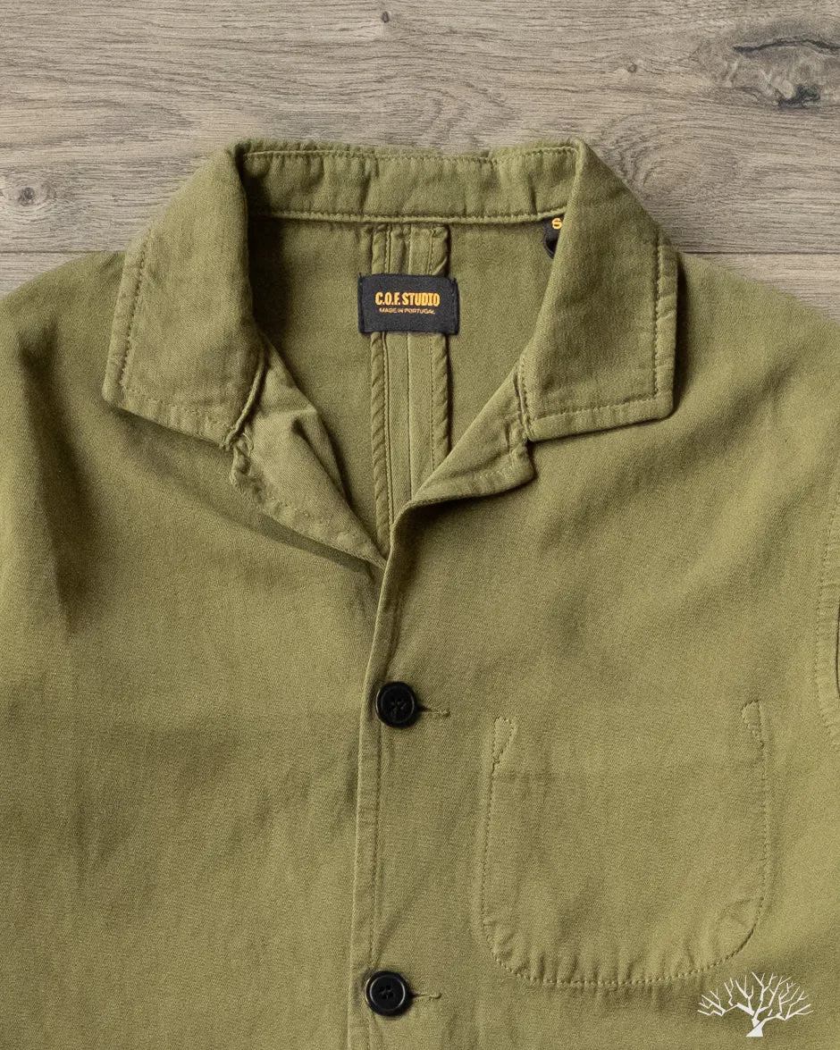 Cotton/Linen Painter Jacket - Olive