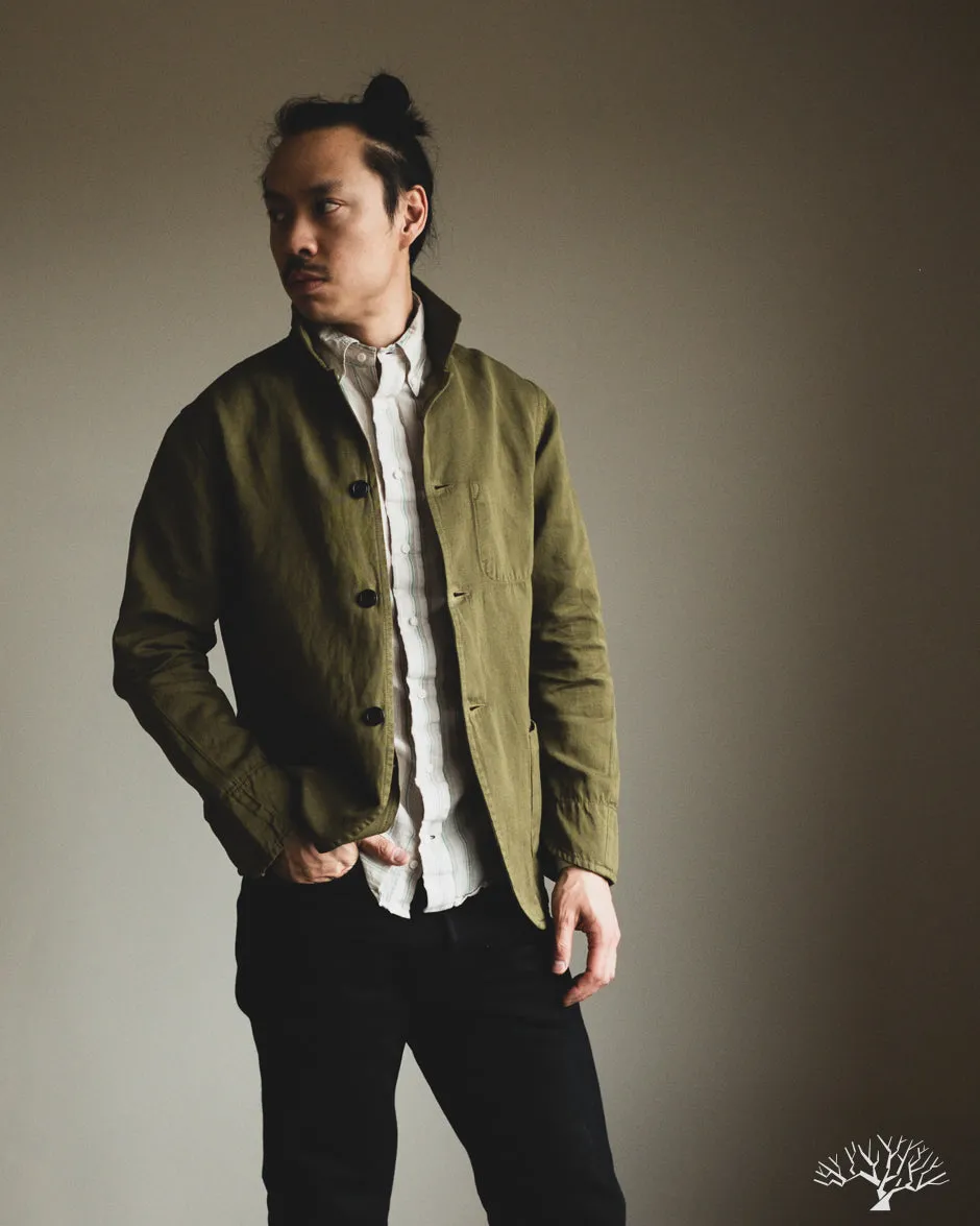 Cotton/Linen Painter Jacket - Olive