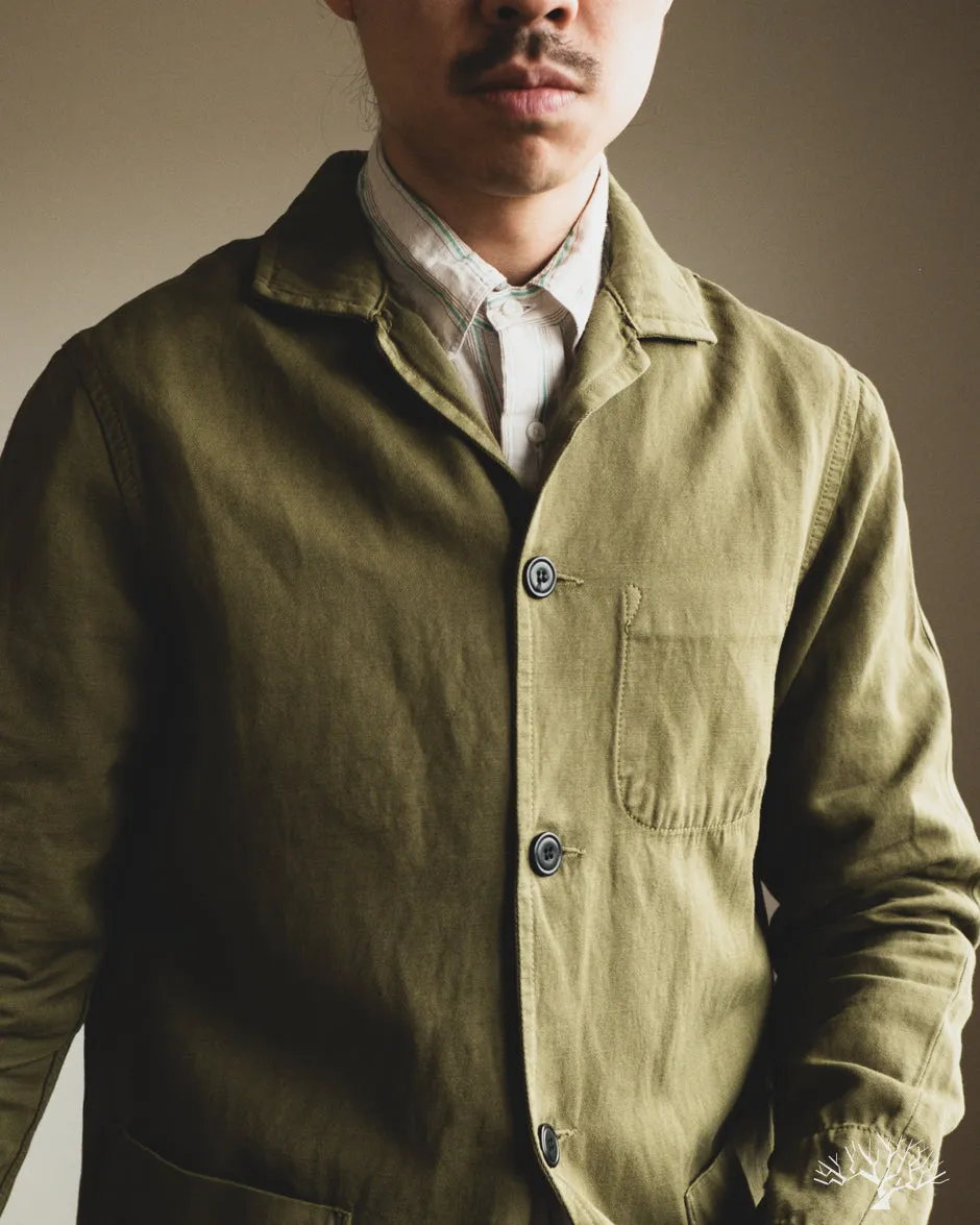 Cotton/Linen Painter Jacket - Olive