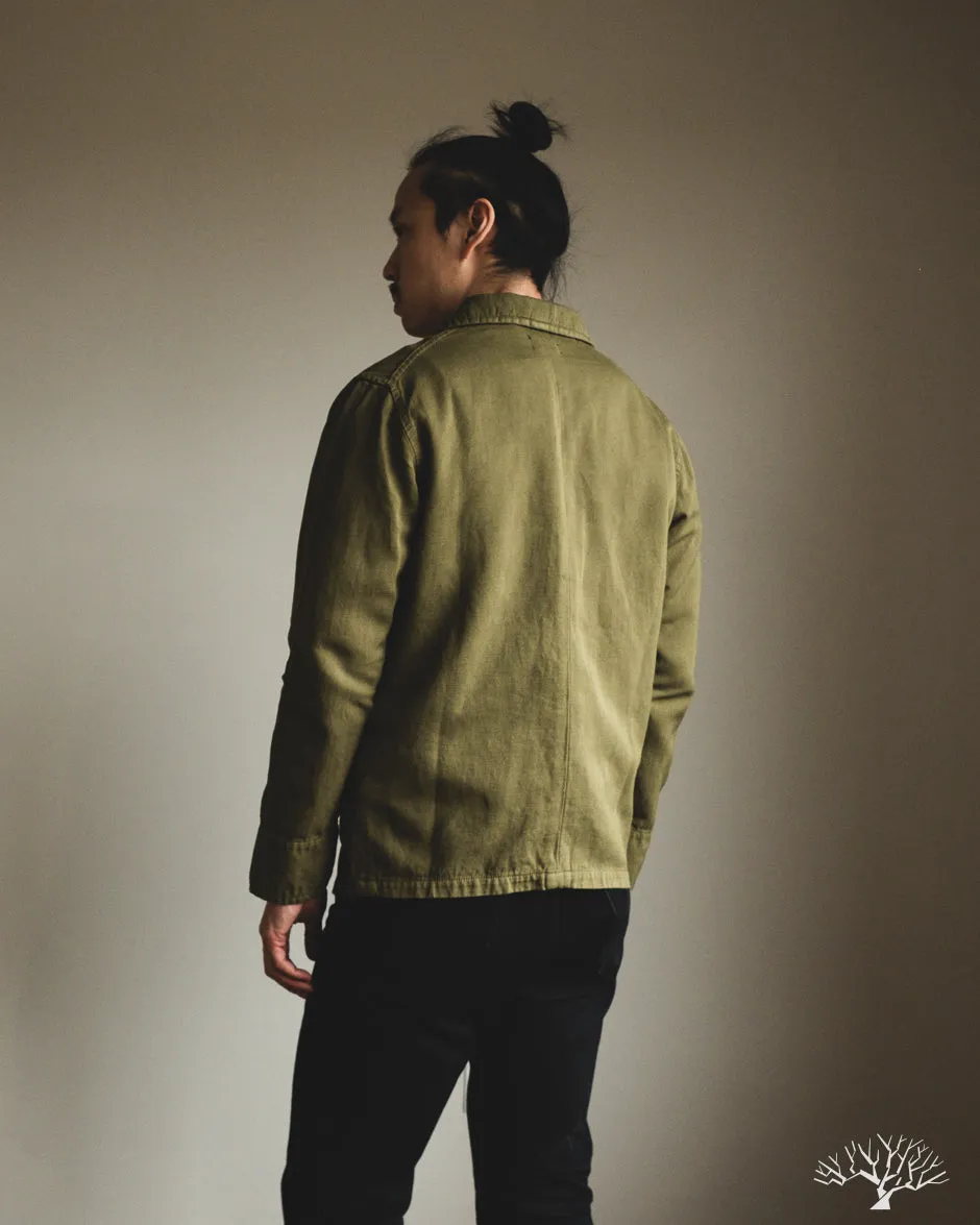 Cotton/Linen Painter Jacket - Olive