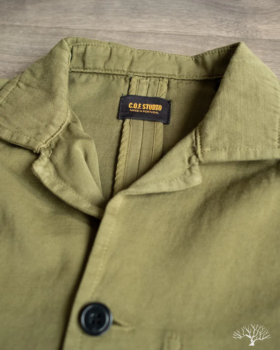 Cotton/Linen Painter Jacket - Olive