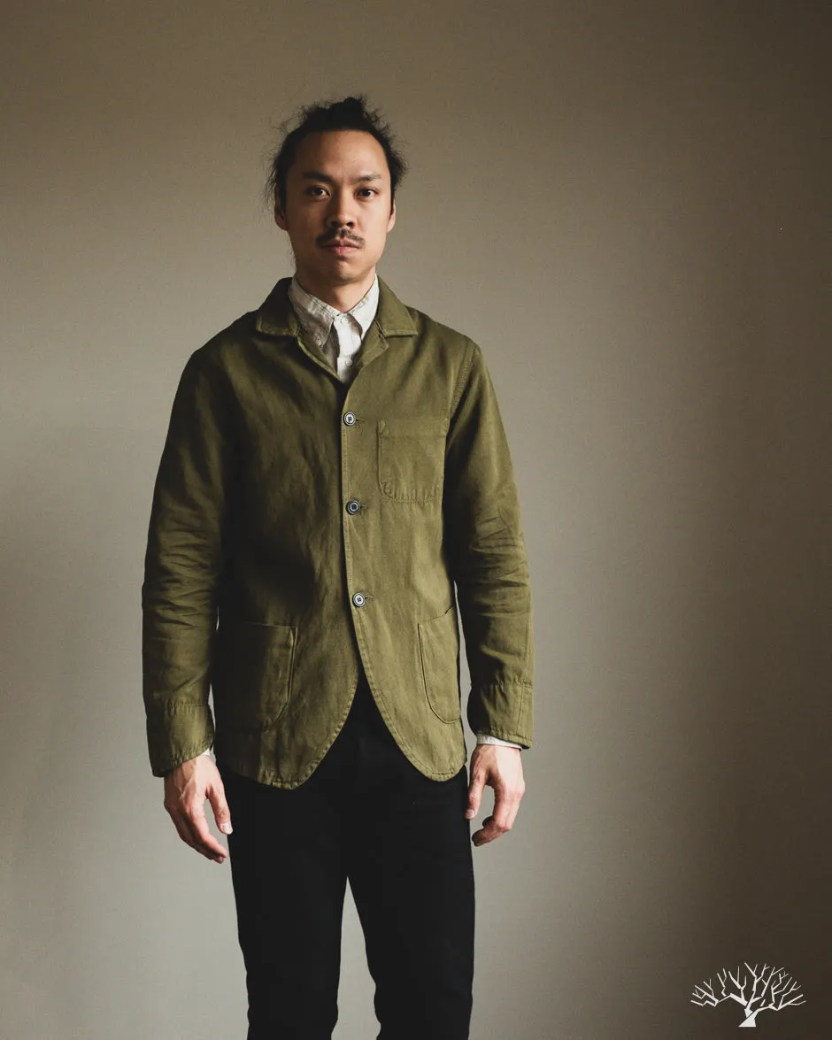 Cotton/Linen Painter Jacket - Olive