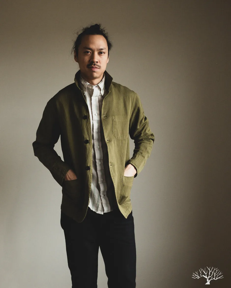 Cotton/Linen Painter Jacket - Olive