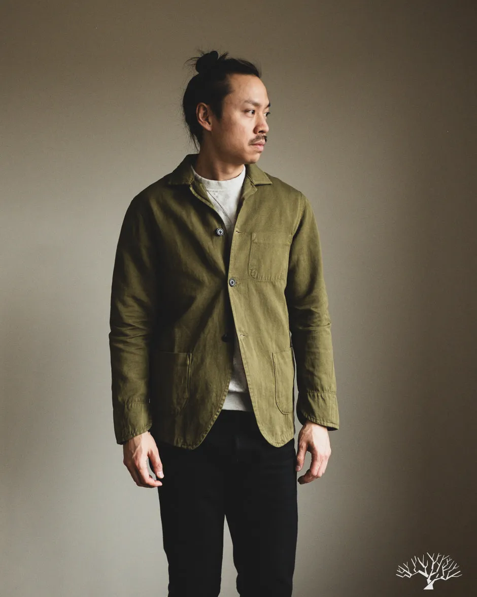 Cotton/Linen Painter Jacket - Olive