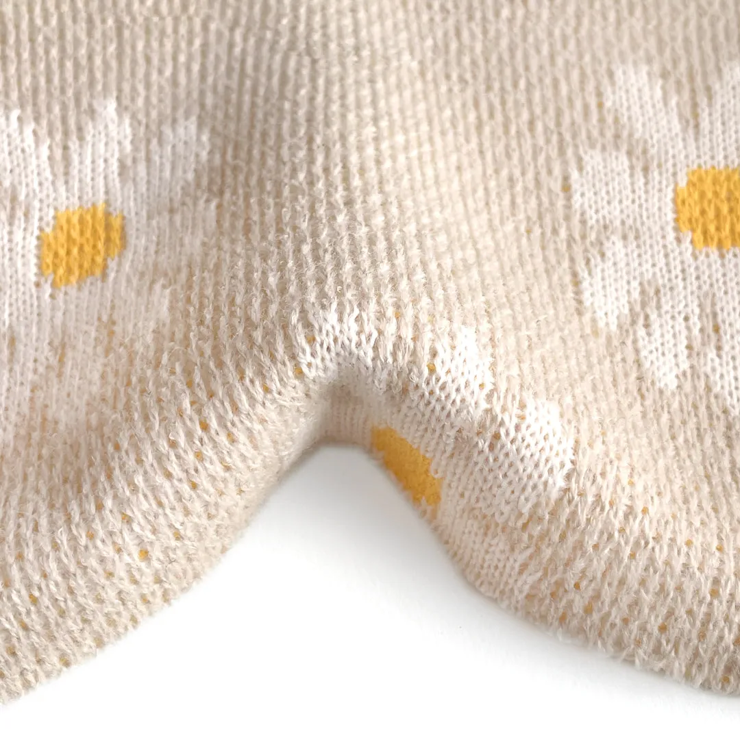 Daisy Jacquard Sweater Knit - Beige/Yolk/White