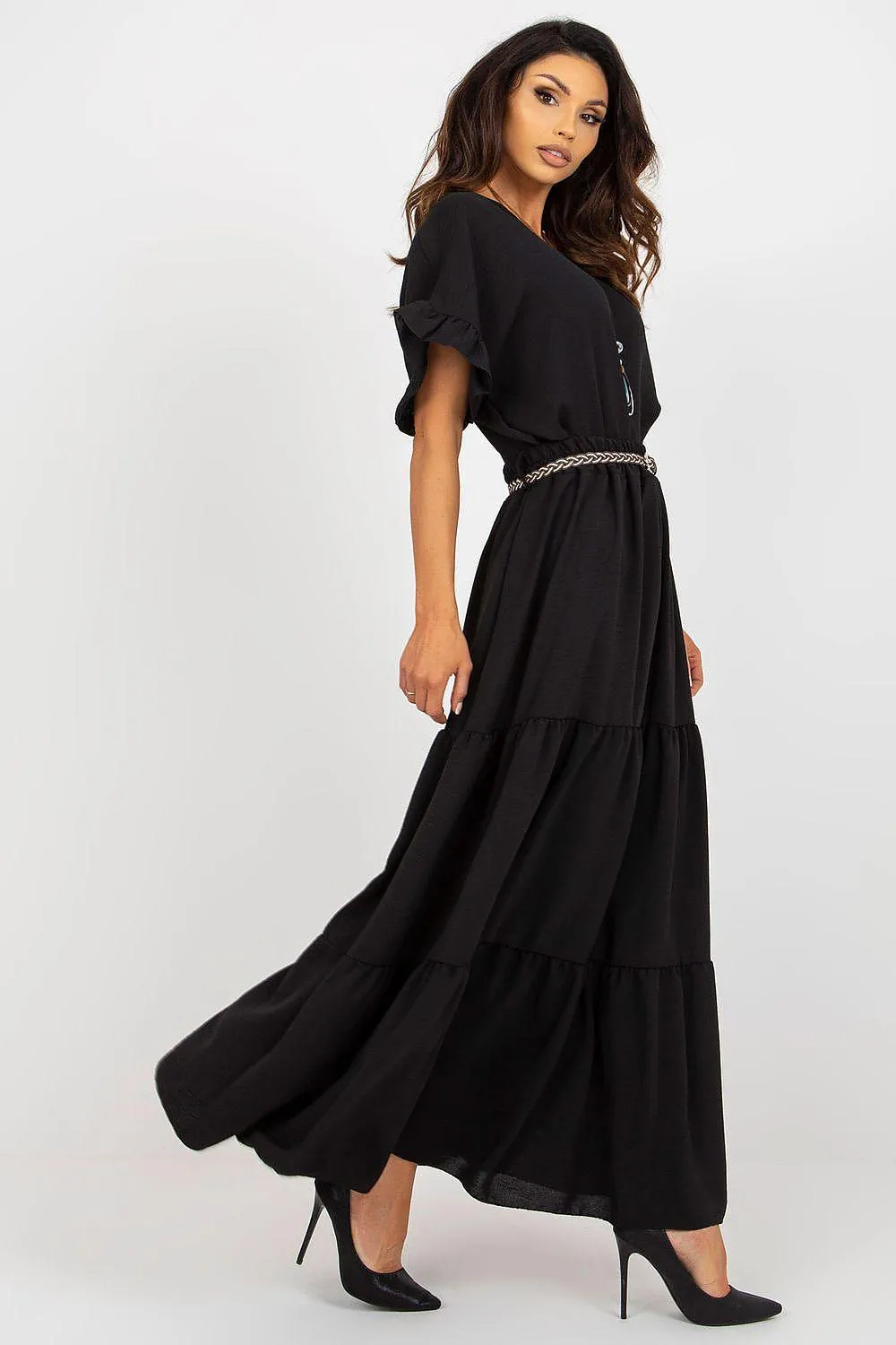 Elegant Frilled Maxi Skirt from Italy Moda