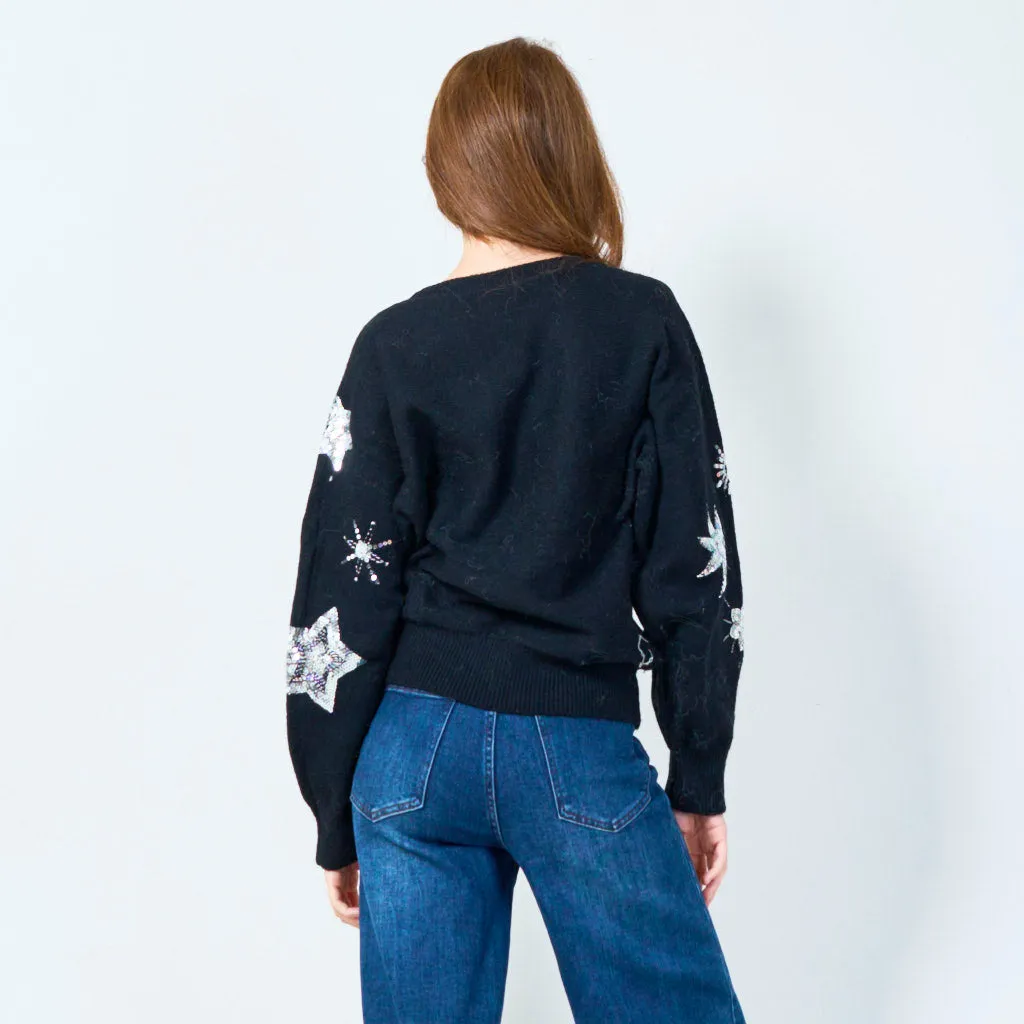 Embellished star motif sweater wholesale