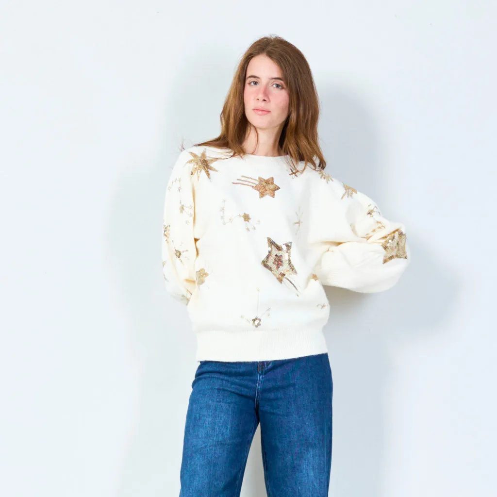 Embellished star motif sweater wholesale