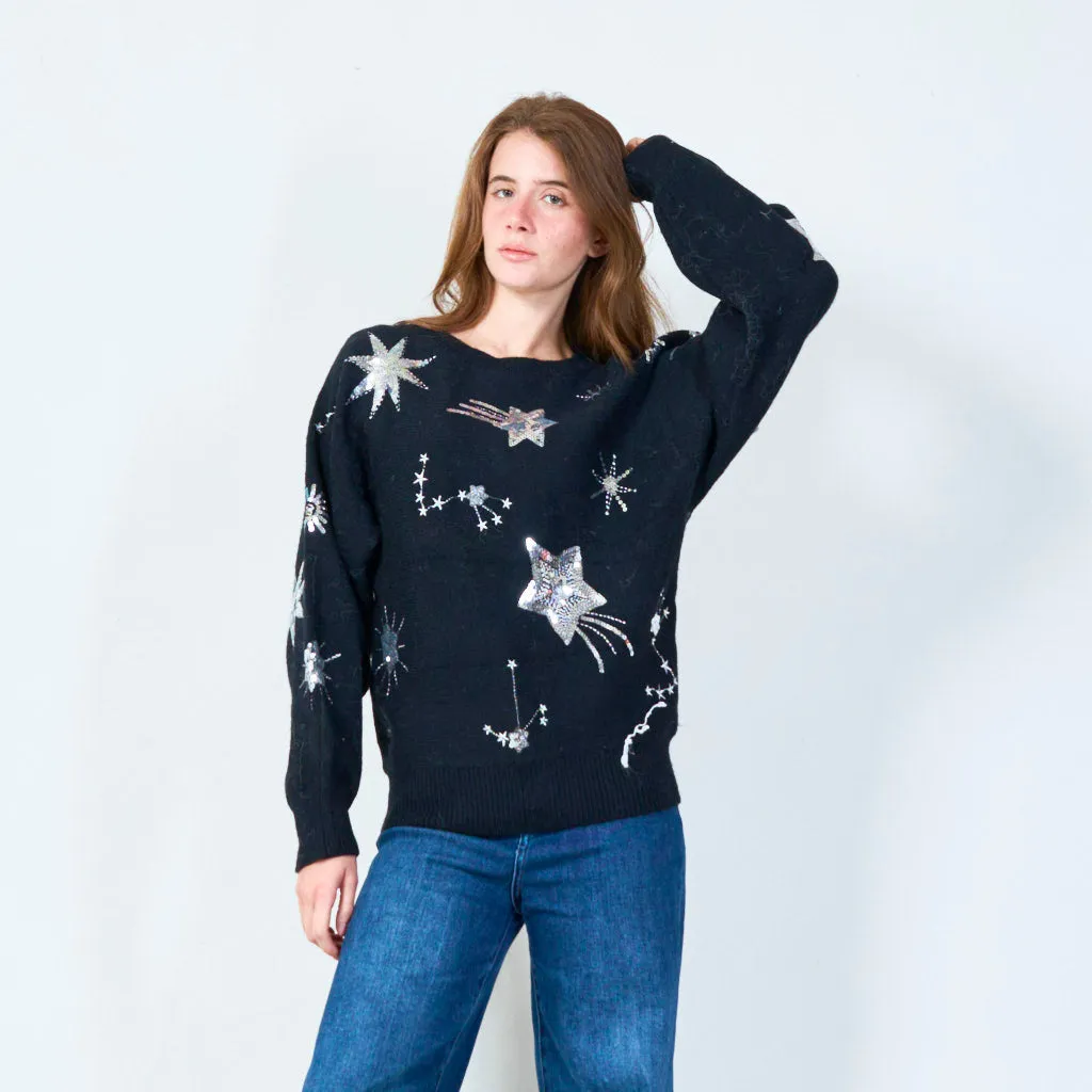 Embellished star motif sweater wholesale