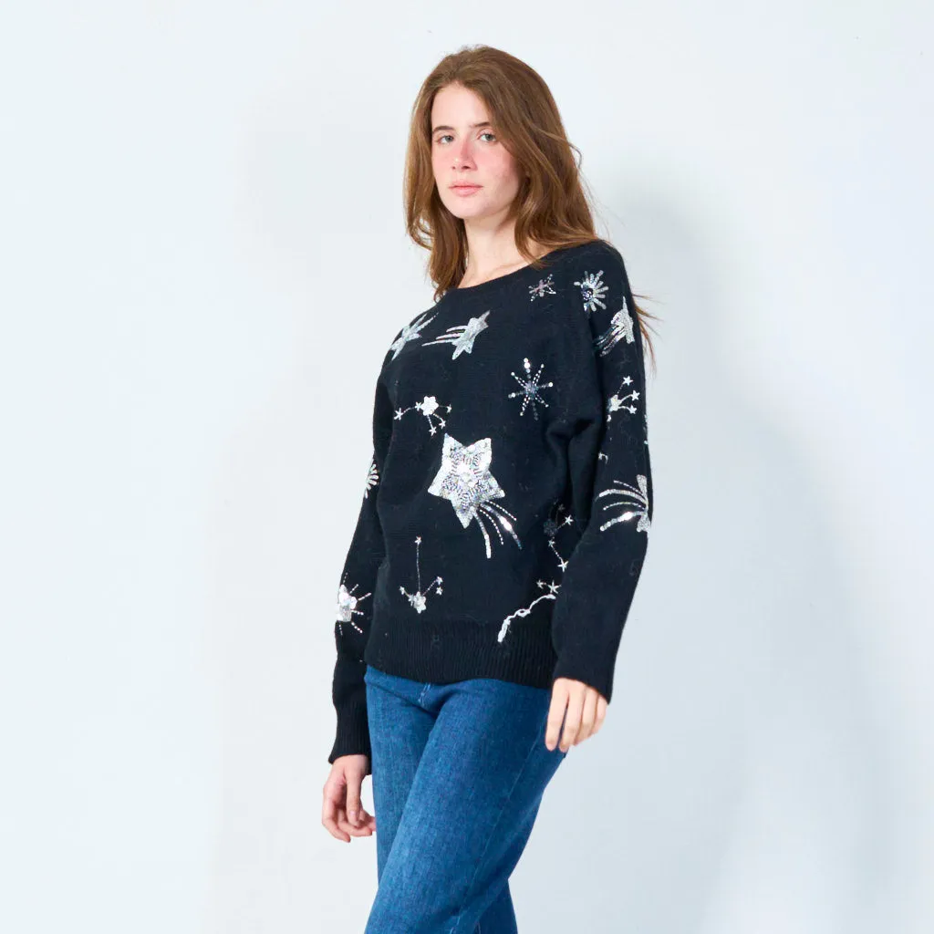 Embellished star motif sweater wholesale