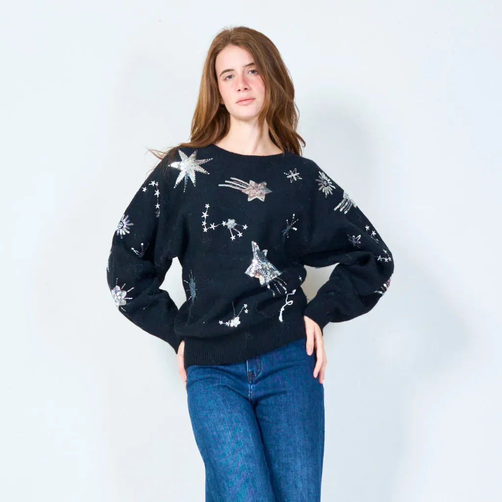 Embellished star motif sweater wholesale