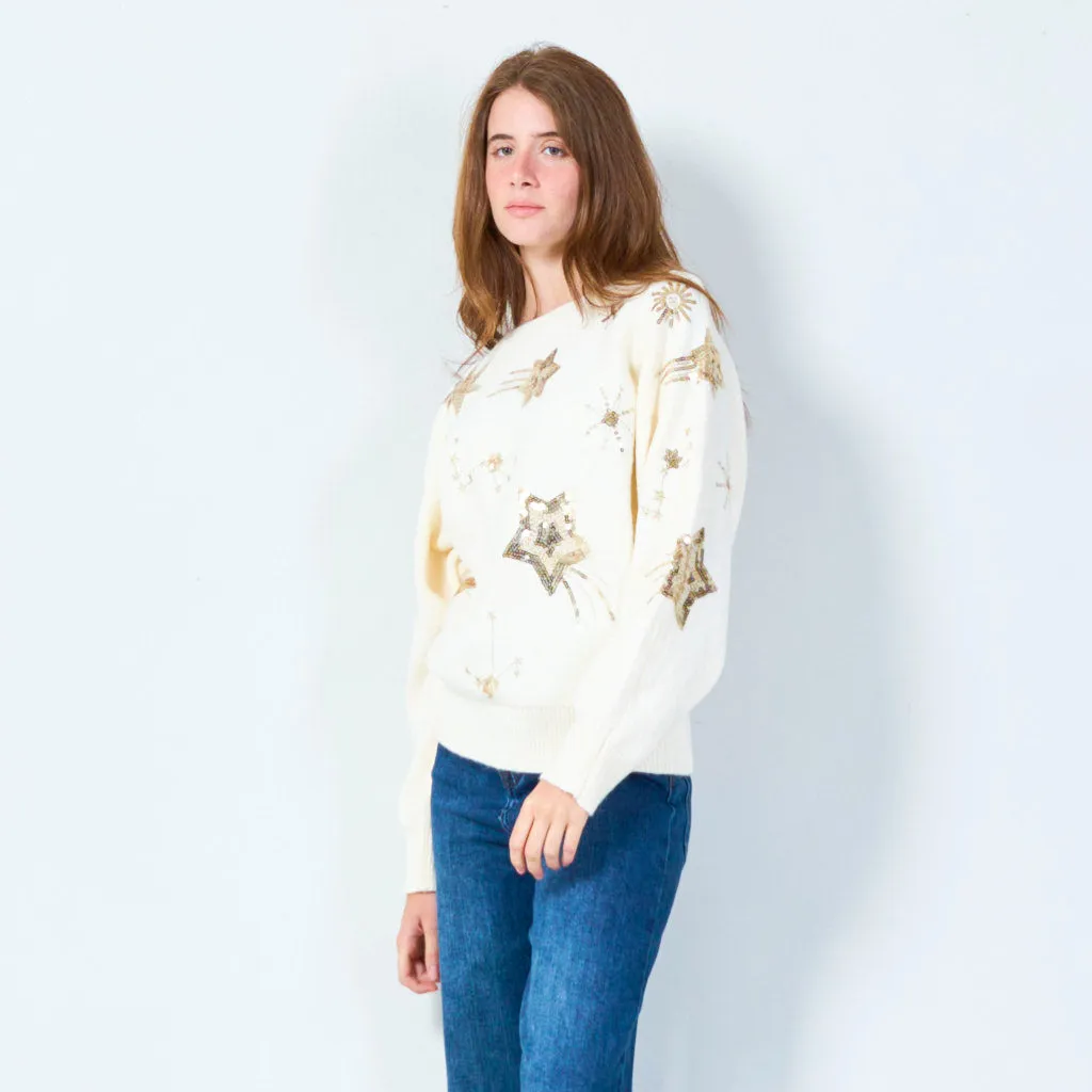 Embellished star motif sweater wholesale