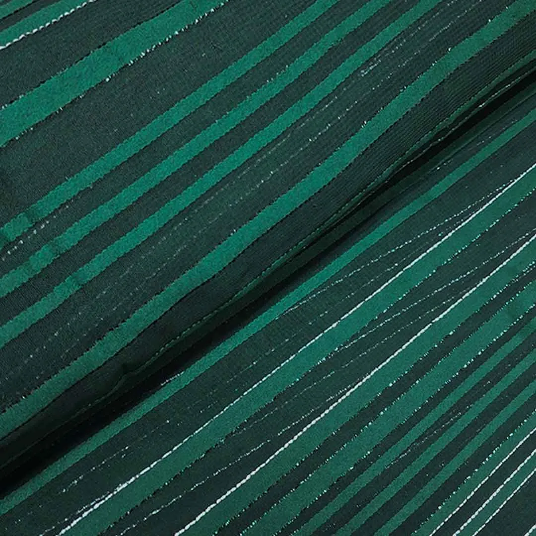 Green Stripes Printed Georgette Fabric (Wholesale)