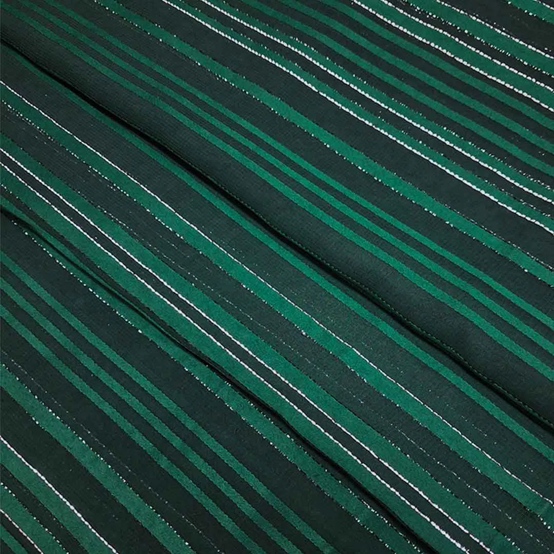 Green Stripes Printed Georgette Fabric (Wholesale)