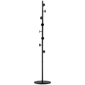 Homcom Slimline Metal Coat Stand With Round Hooks - Black