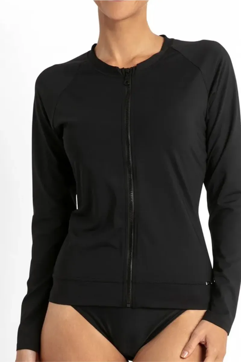 Jantzen Cosmopolitan Zip Rashie Long Sleeve Black