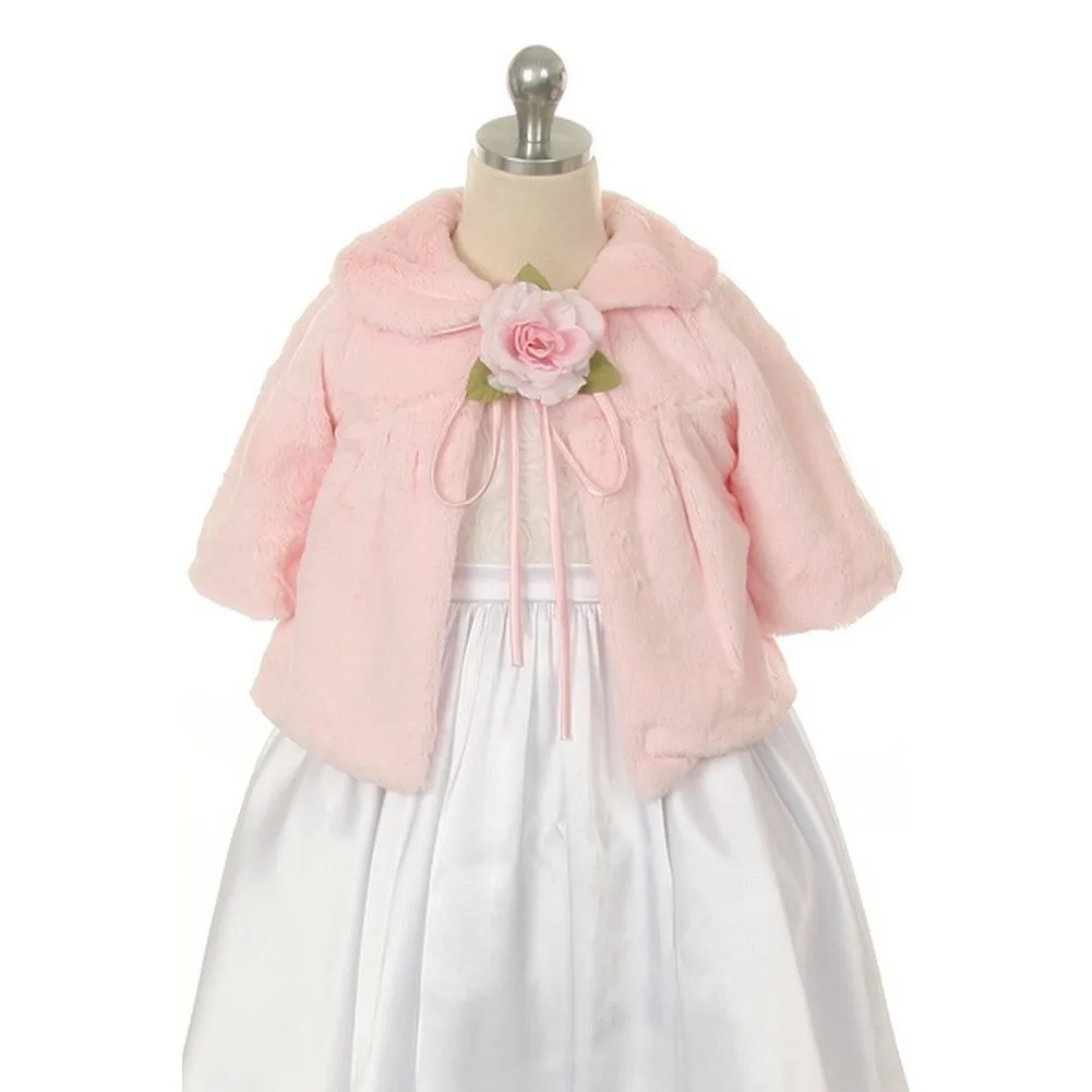 Kids Dream Pink & Champagne Faux Special Occasion Half Coat Girls 2-10