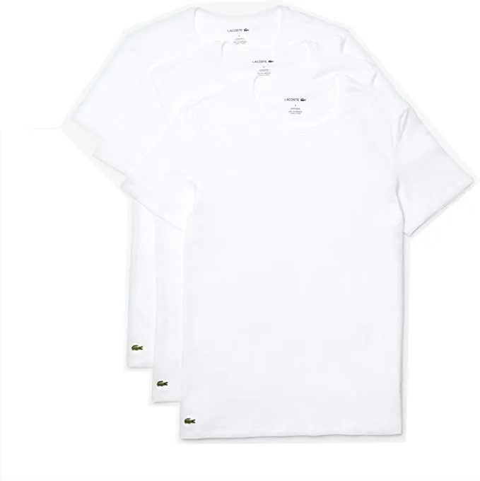 Lacoste Underwear Men's Essentials 3-Pack 100% Cotton Regular Fit Crew Neck T-Shirts