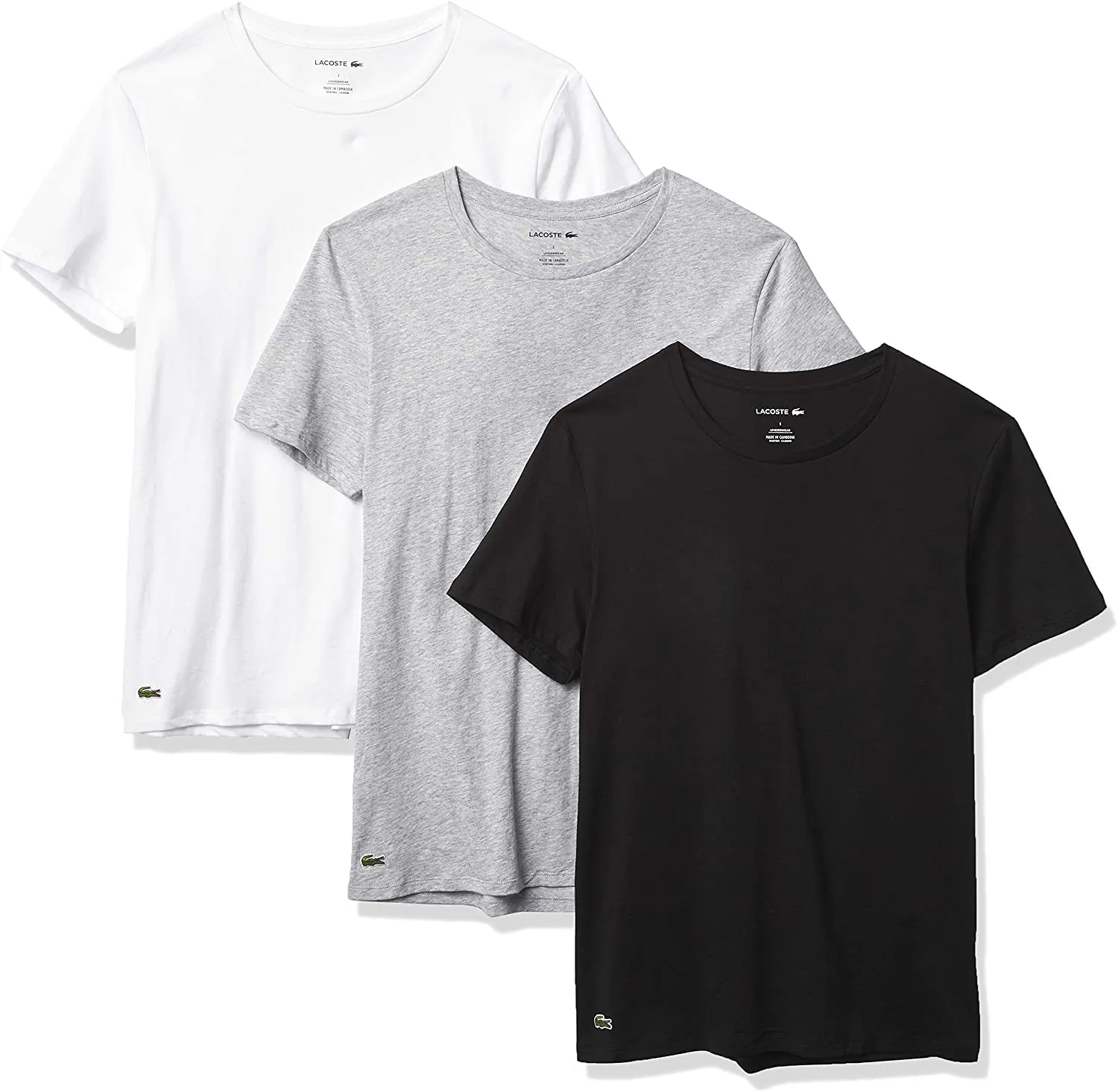 Lacoste Underwear Men's Essentials 3-Pack 100% Cotton Regular Fit Crew Neck T-Shirts