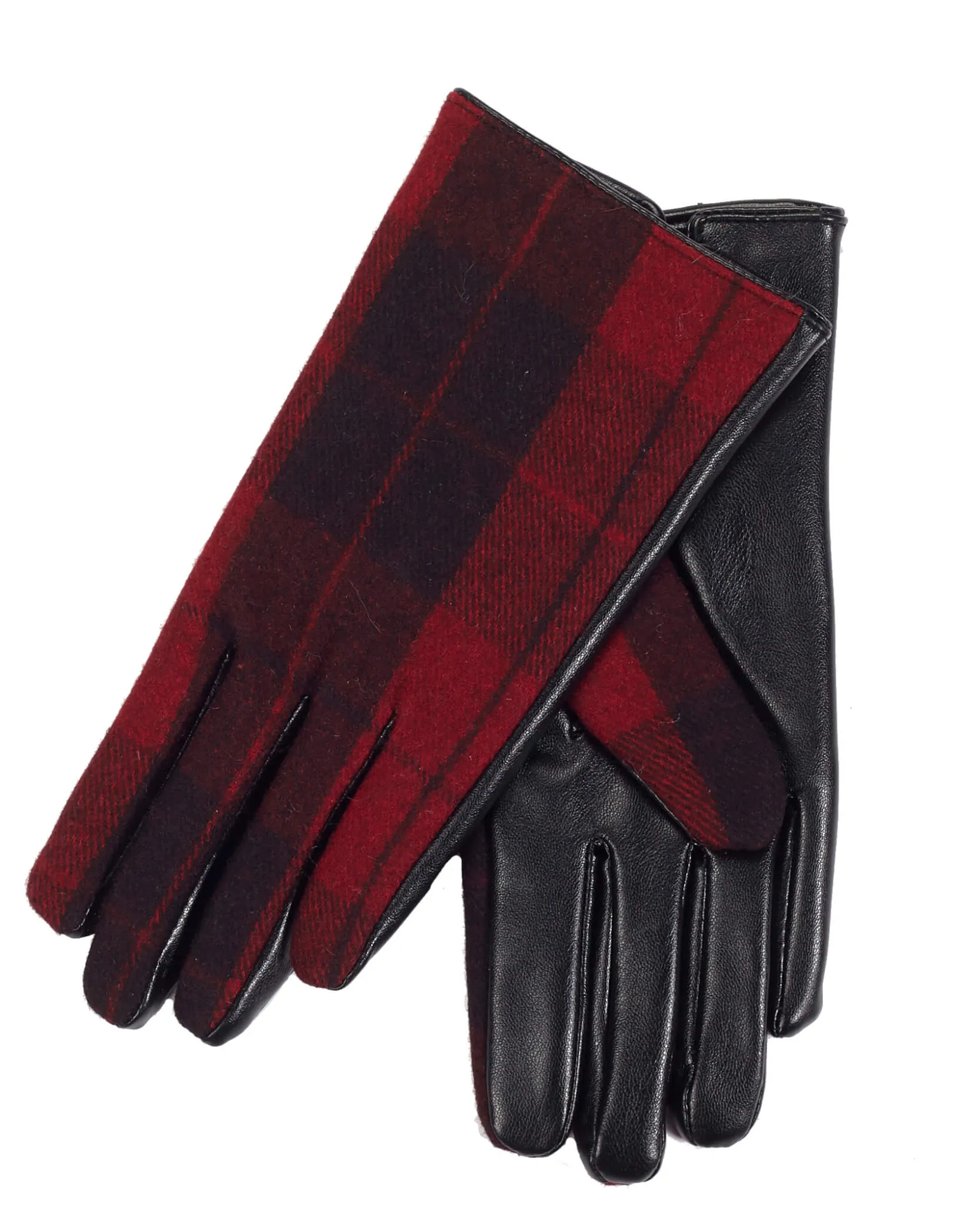 Ladies Plaid Gloves with Faux Fur Lining (2 Colours)