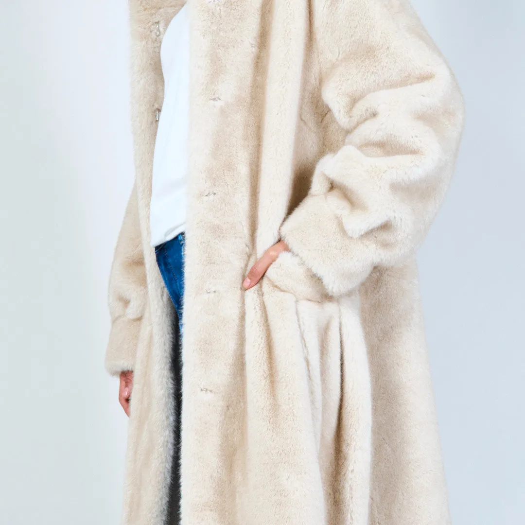 Long faux fur coat with shawl collar wholesale