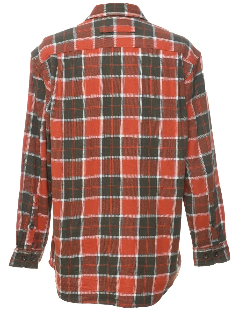 Long Sleeved Red & Brown Checked Shirt - M