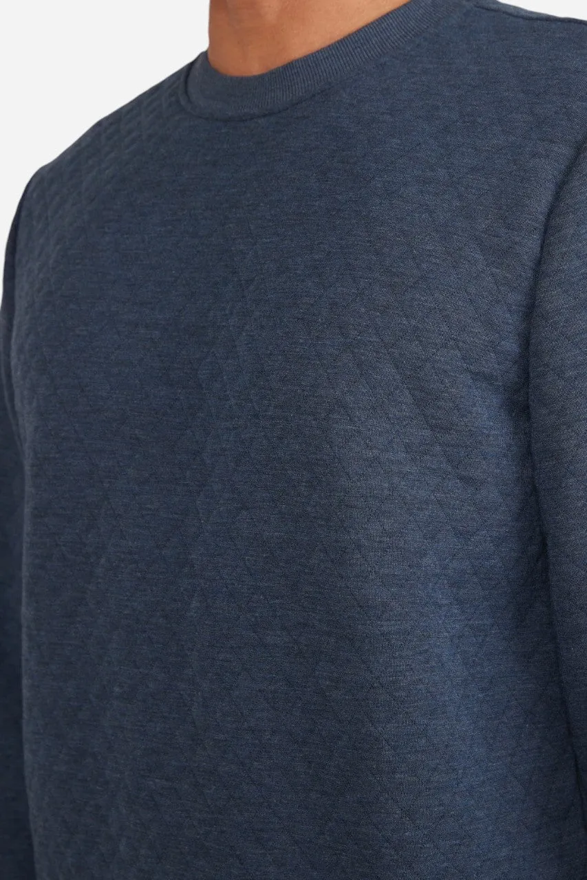 Marine Layer Corbet Quilted Crewneck in Navy