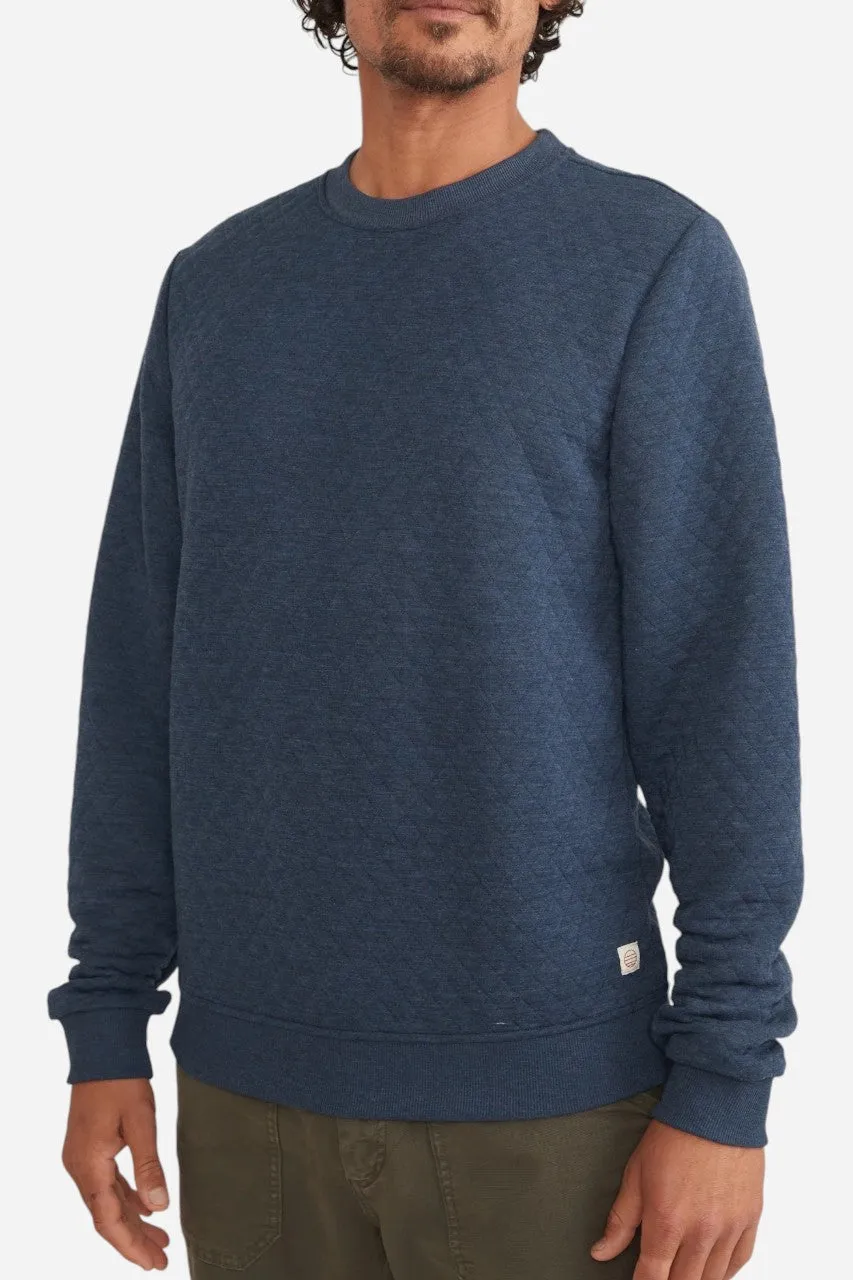 Marine Layer Corbet Quilted Crewneck in Navy