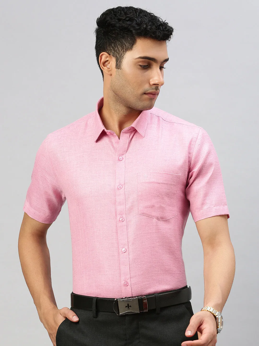 Men Cotton Blend Shirt Pink T7 CG13