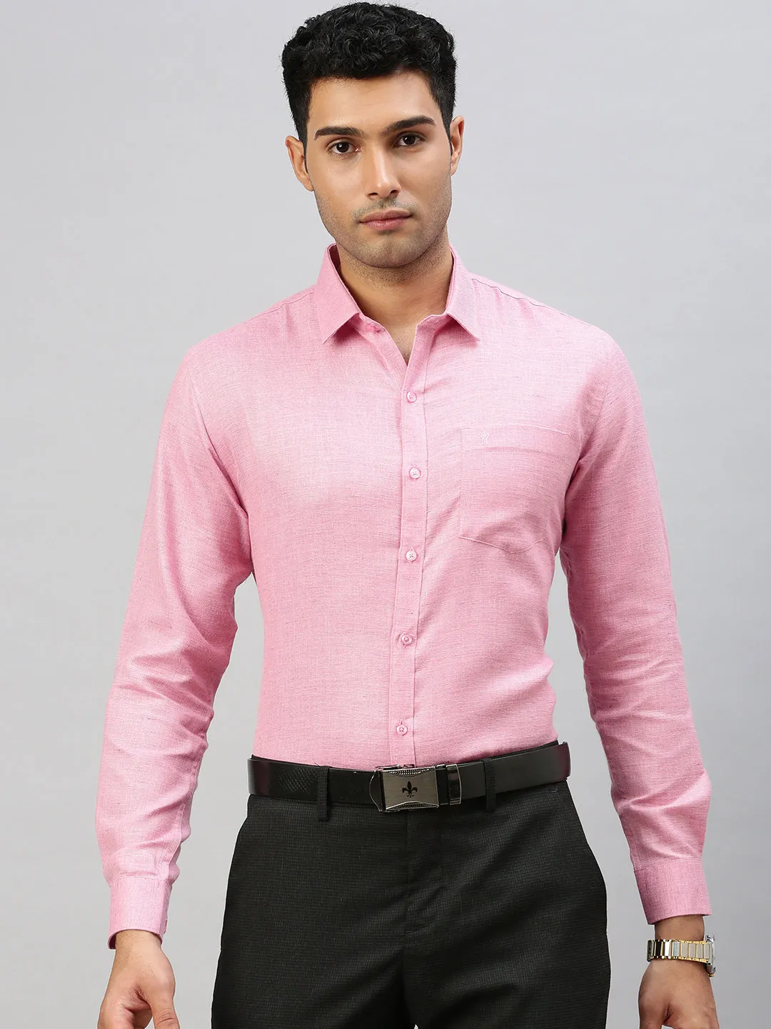 Men Cotton Blend Shirt Pink T7 CG13