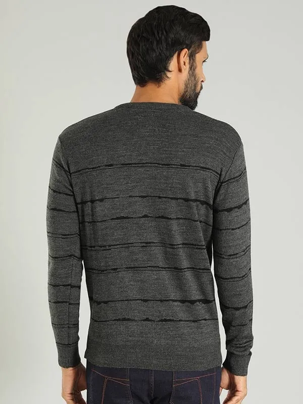 Men Striped Full Sleeve Crew Neck Sweater